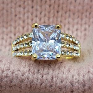 5/$21 ❤️ Gold Cz Triple Row Engagement Anniversary Ring